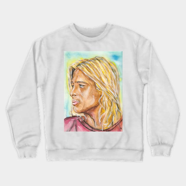 Brad Pitt Crewneck Sweatshirt by Svetlana Pelin